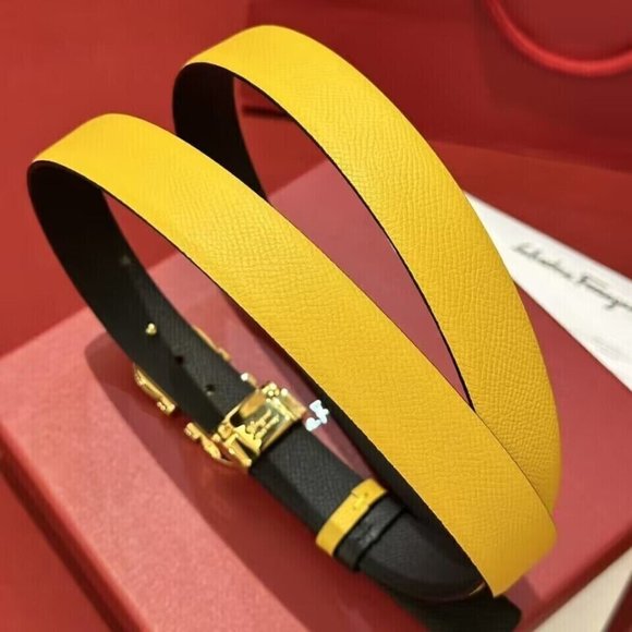 Salvatore Ferragamo Gancini Belt -Size 90 Yellow/Black Women’s Belt - Picture 3 of 7
